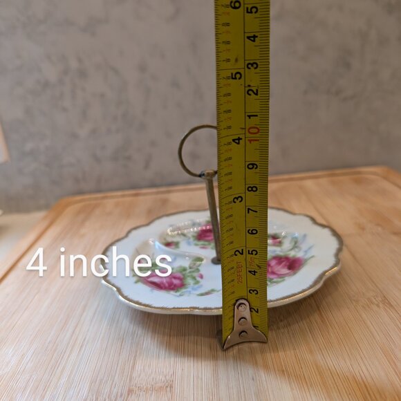 L'Amour China Gold and Floral Hand Painted Jewelry Dish - Picture 7 of 8